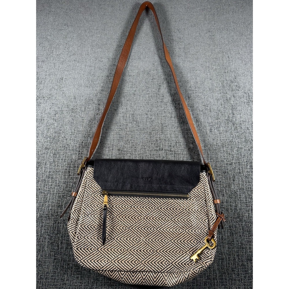 Fossil Harper Leather Large Flap Crossbody Bag—Brown / Saddle New Condition
